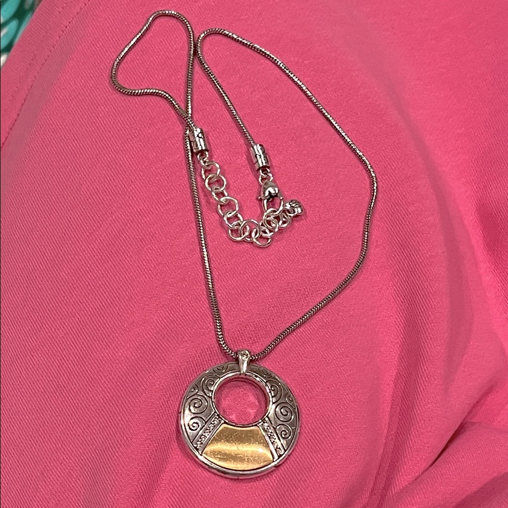 Brighton Elegant‎ Black/Gold and Silver reversible Pendant Necklace